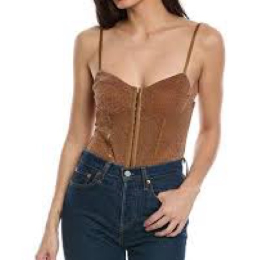FREE PEOPLE Shimmer Night Rhythm Bodysuit, XS, bronze NWT